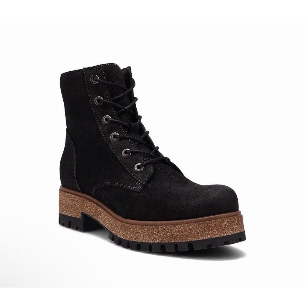 Taos Black Main Street Boot Black EU 39/ 8 -8.5 Combat Chunky Fall Staple Suede